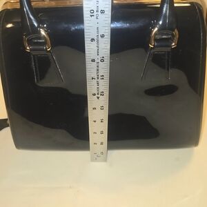 Furla Candy Bag Black Patent PVC Jelly Satchel Top Handle Bag